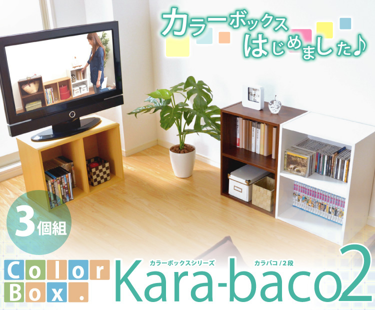 カラーボックスシリーズ【kara-baco2】2段　3個セット